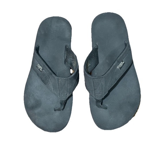 Flojos Flip Flop Sandals Black‎ Ryan Thong Mens Memory Foam Size 12 - Picture 1 of 5